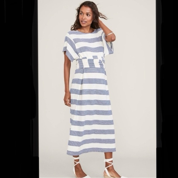 Hatch Sona Nautical Stripe Maternity Cotton Midi Dress​ - Picture 1 of 8